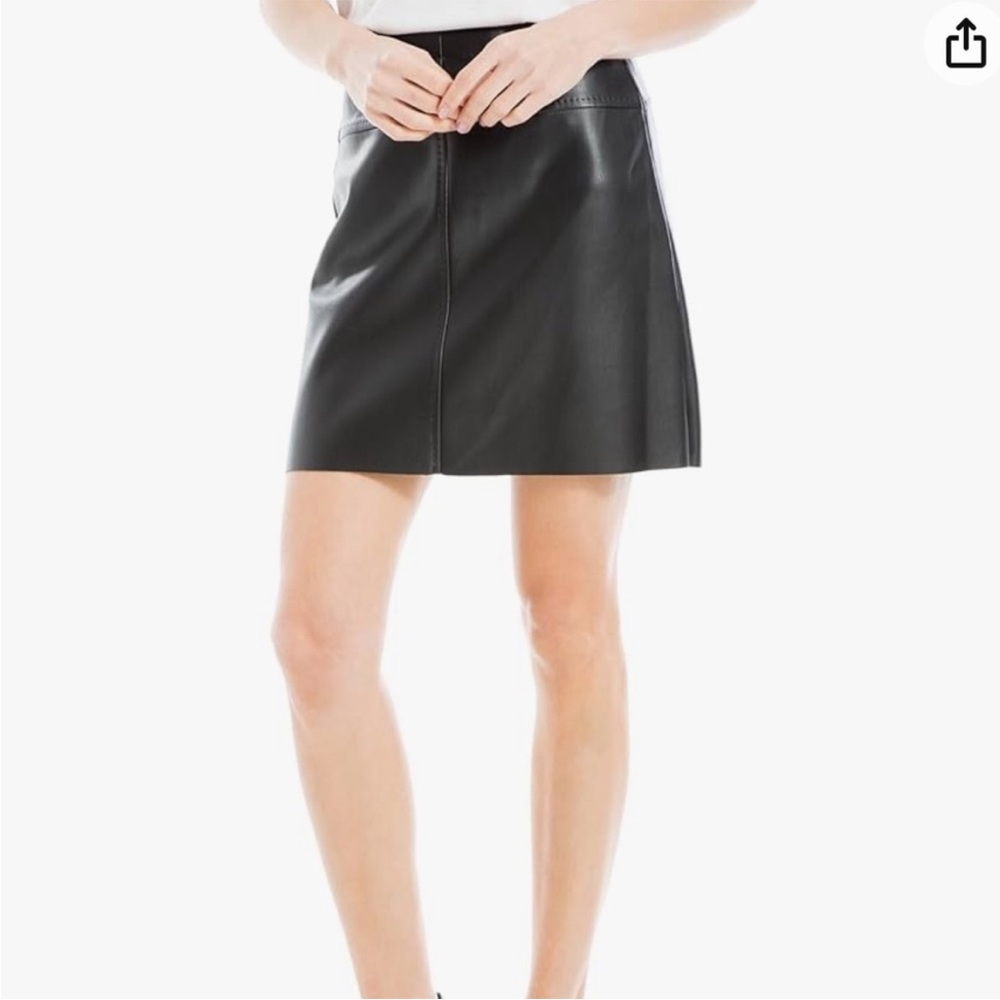 Max Studio Black Faux Leather Mini Skirt — Sleek A-Line